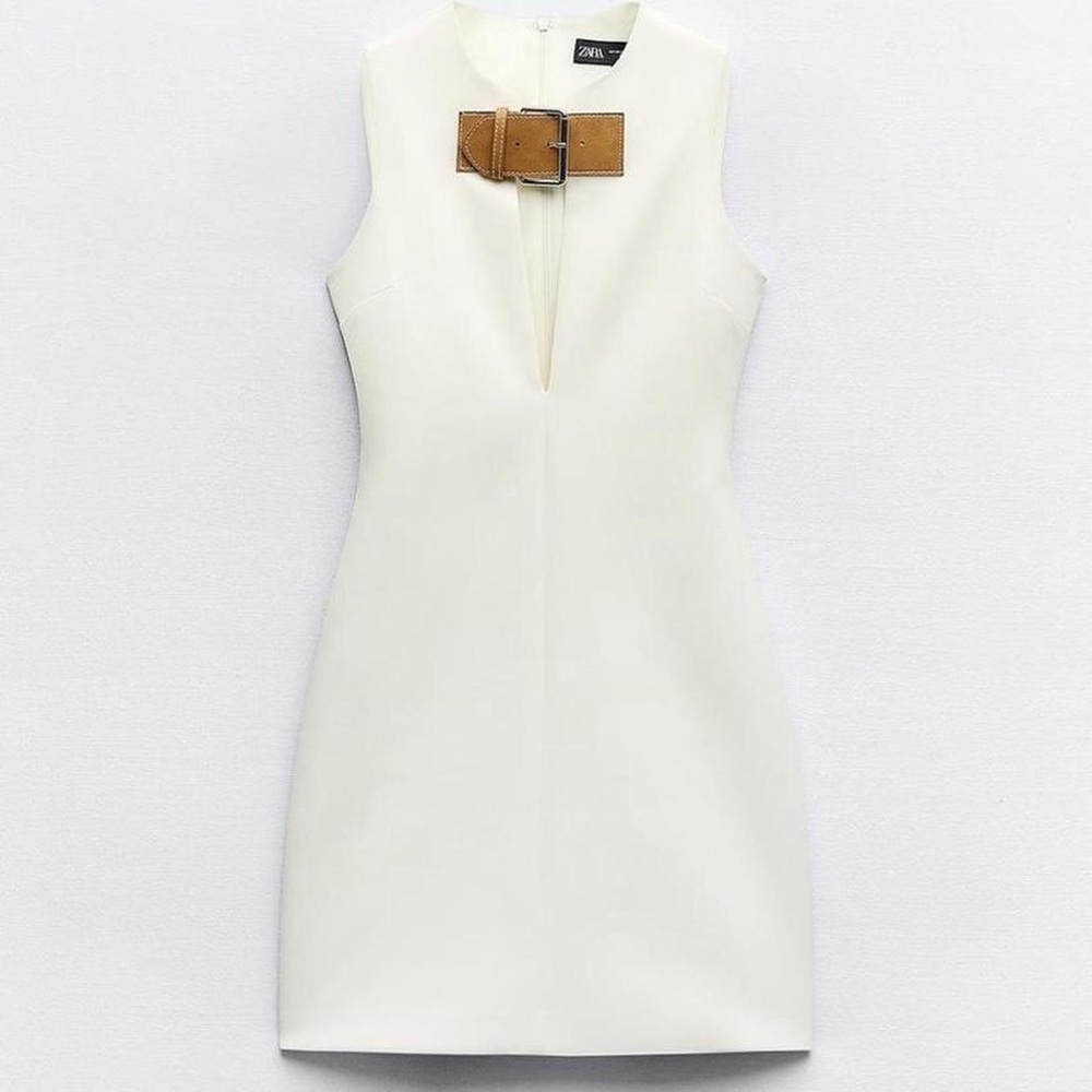 Zara white mini dress with belt detail
